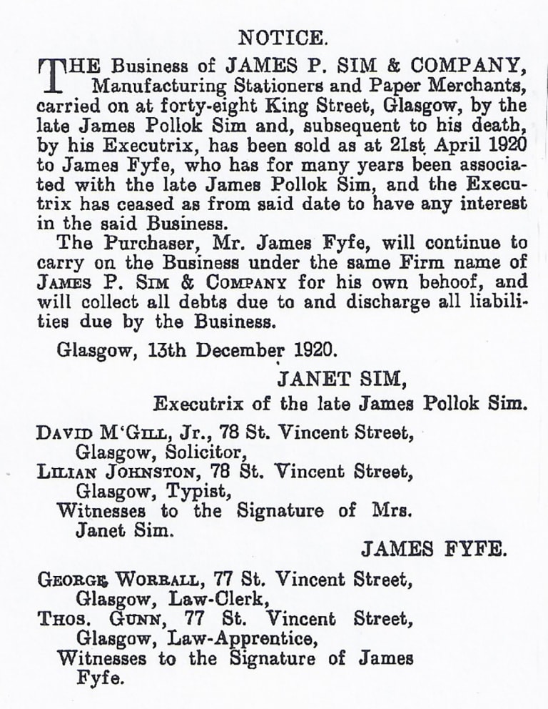 1920 "Notice of Sale"
